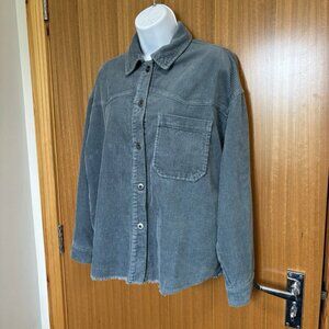 Zara Jacket Women's Size S Blue Corduroy Overshirt Shacket Casual Utility